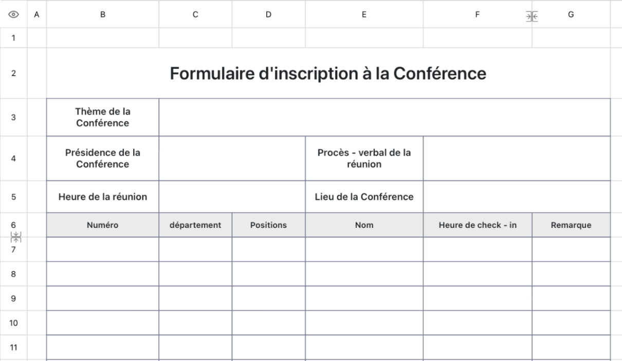 Inscription à la Conférence Tableau 2